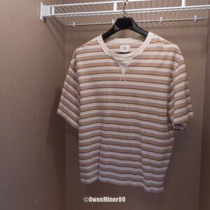 BDG Striped Oversized T-Shirt White & Beige